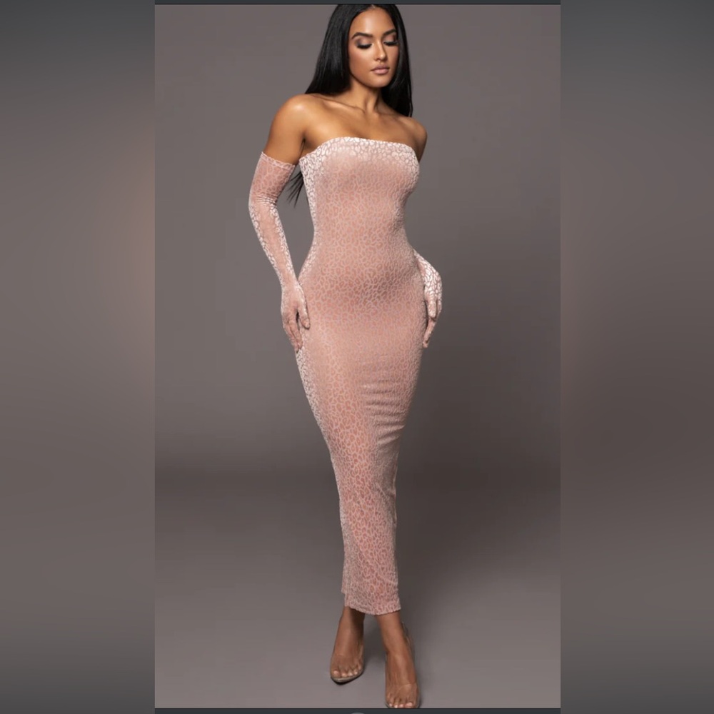 JLUXLABEL Blush Leopard Midnight Hour Maxi Dress